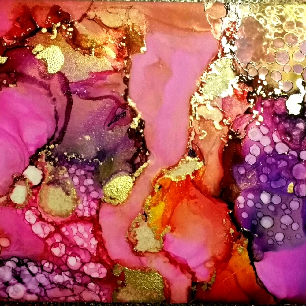 8x10 original abstract art print Hand embellished Gold Leaf